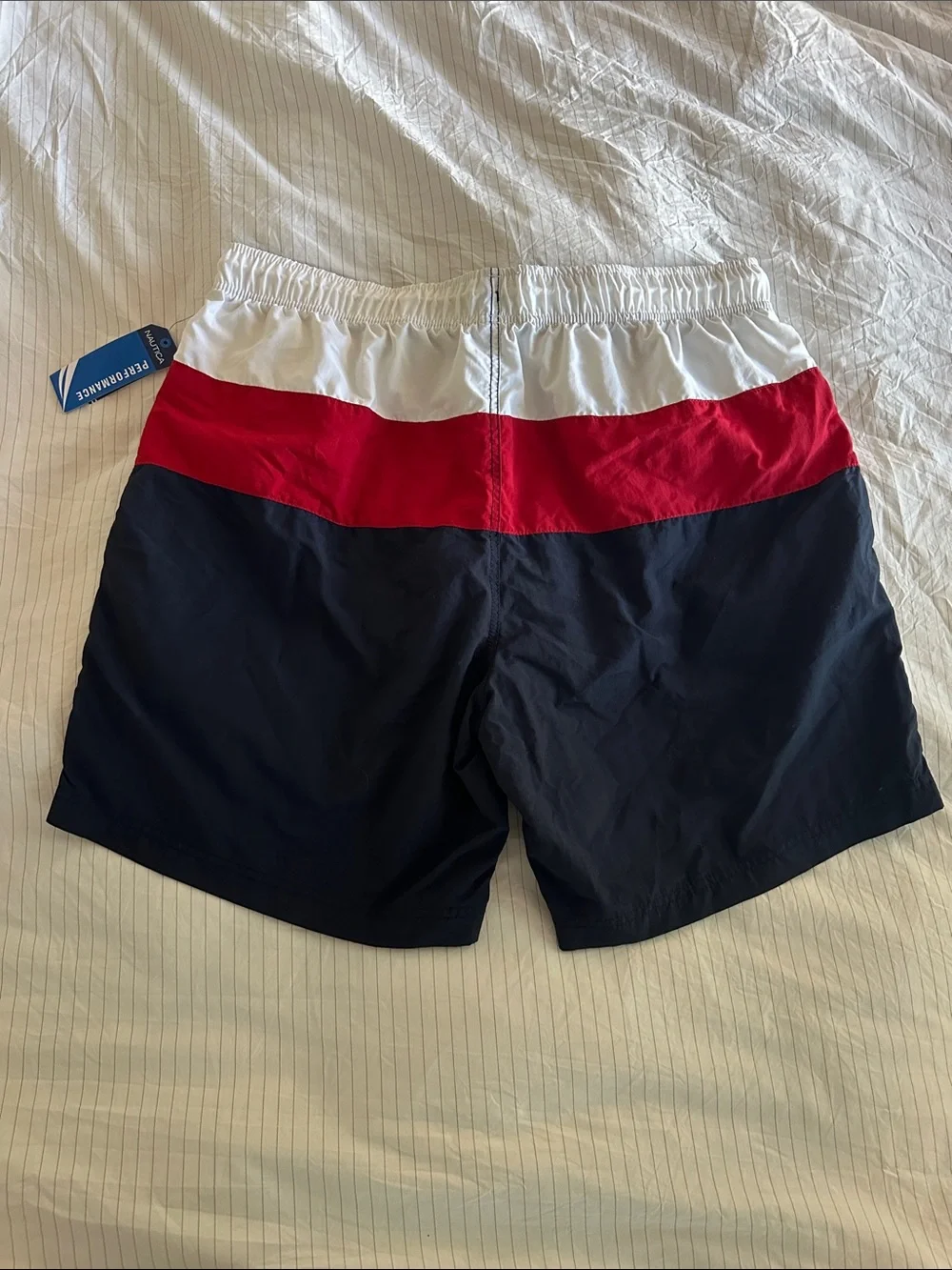 Nautica - Men's Colorblock Swim Trunks - White/Red/Navy - XL